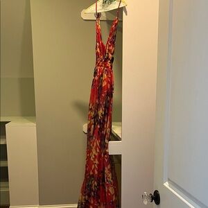Floral Maxi Dress in Red and Yellow
